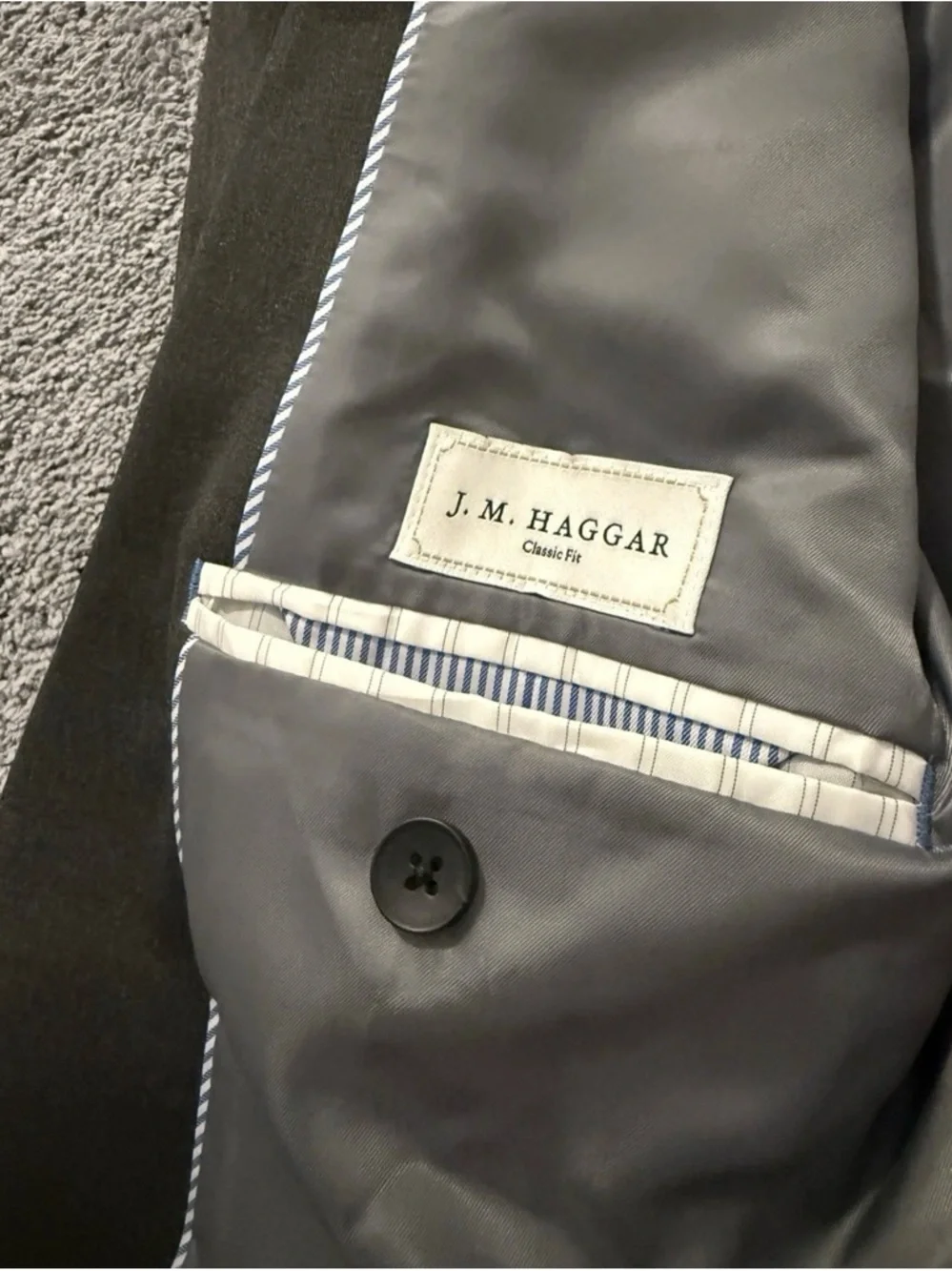 NWT JM Haggar Suit Jacket Mens Size 48L Dark Gray Premium Stretch Classic Fit